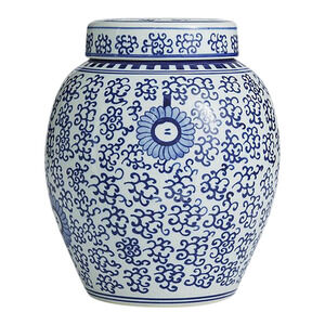 Chinoiserie Ballard Designs Blue and White Porcelain Ginger Jar NEW!!!